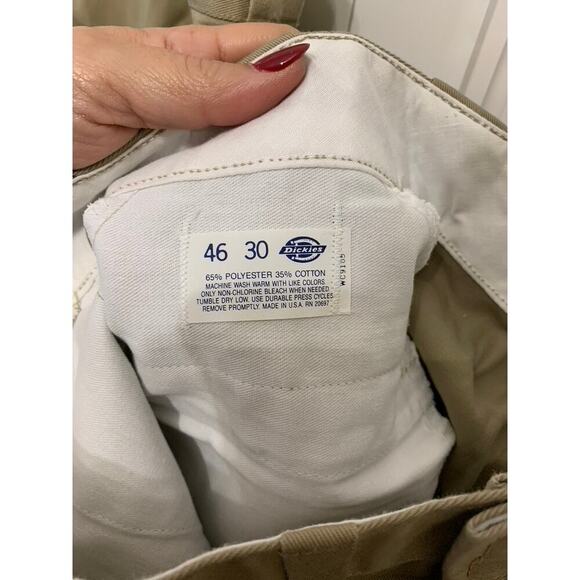 Dickies Men's Beige Work Dress Pants Size 46x30 Flat Front Straight Leg - Picture 5 of 5